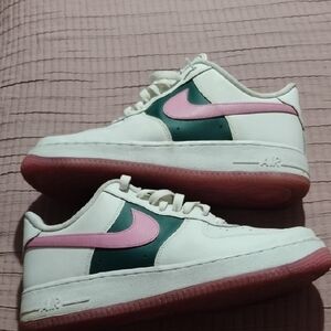 Nike Women's Athletic Shoes - White, Pink, and Green